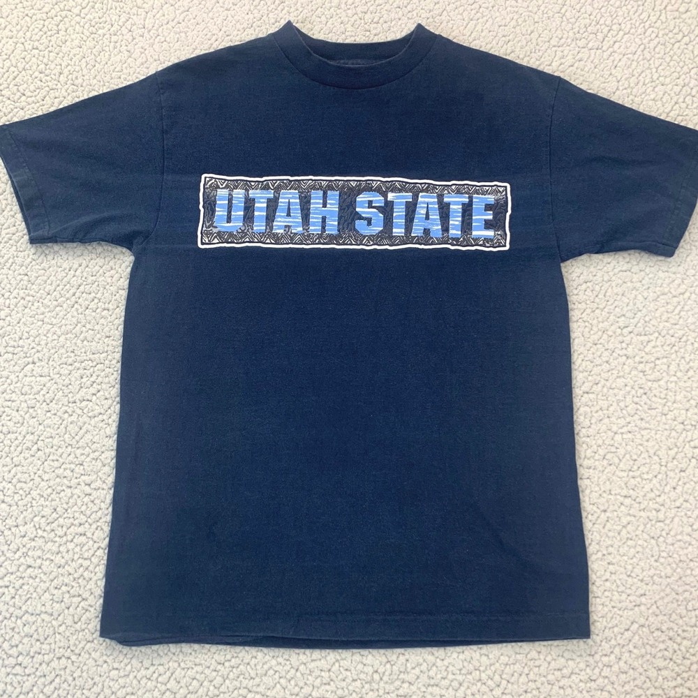 TLC Sportswear Utah State T-Shirt Mens M Navy Blue Short Sleeve Cotton Graphic‎